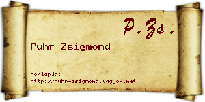 Puhr Zsigmond névjegykártya